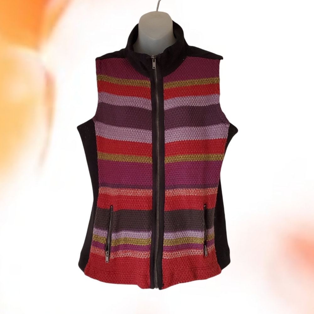 Ruff Hewn Fall Fashion Sleeveless Front Zip Rust Orange & Brown Womens Vest Lg